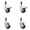 Service Caster 3.5 Inch 316SS Black Polyurethane Swivel 7/8 Inch Stem Caster Lock Brake, 2PK SS316TTLEX20S3514-PPUB-BLK-2-S-2-78 - alternate 1